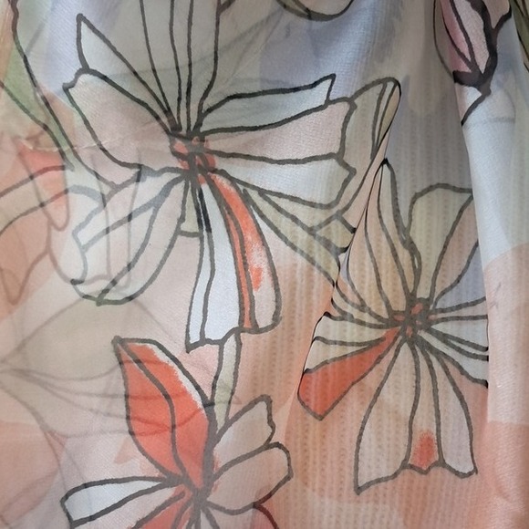 Vince Camuto Floral Scarf Lightweight‎ Sheer Oblong Spring Summer 72x20 - Picture 1 of 5